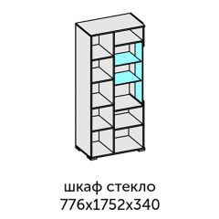 Аллегро-10 Шкаф 2дв. (со стеклом) (дуб крафт золотой-камень темный) в Заречном - zarechnyy.mebel24.online | фото 2