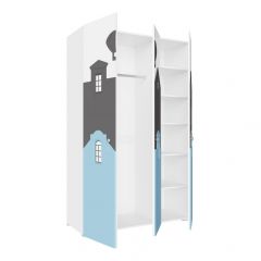 Детская Сити ПМ-332.25 исп 2 Шкаф комбинирован (3д) (Белый/Графит/Голубой) в Заречном - zarechnyy.mebel24.online | фото 2