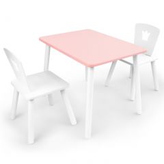 Комплект детской мебели стол и два стула Корона  (Розовый/Белый/Белый) в Заречном - zarechnyy.mebel24.online | фото