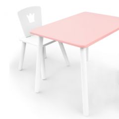 Комплект детской мебели стол и стул Корона (Розовый/Белый/Белый) в Заречном - zarechnyy.mebel24.online | фото