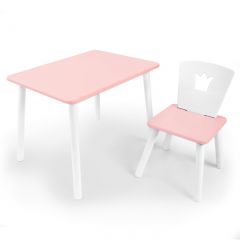 Комплект детской мебели стол и стул Корона (Розовый/Розовый/Белый) в Заречном - zarechnyy.mebel24.online | фото 1