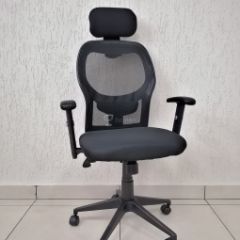 Кресло Barneo K-128 для персонала (черная ткань черная сетка) в Заречном - zarechnyy.mebel24.online | фото