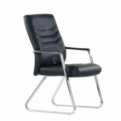 Кресло Barneo K-25 для посетителей и переговорных (хром, черная экокожа) в Заречном - zarechnyy.mebel24.online | фото