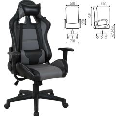 Кресло компьютерное BRABIX "GT Racer GM-100" (черное/серое) 531926 в Заречном - zarechnyy.mebel24.online | фото 2