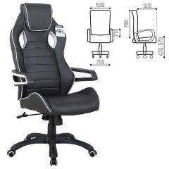 Кресло компьютерное BRABIX Techno Pro GM-003 (экокожа черное/серое, вставки серые) 531814 в Заречном - zarechnyy.mebel24.online | фото