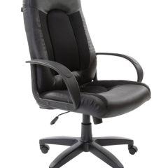 Кресло офисное BRABIX "Strike EX-525" (экокожа черная, ткань черная) 531381 в Заречном - zarechnyy.mebel24.online | фото