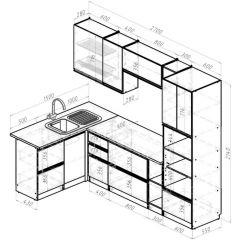 Кухонный гарнитур Амели мега прайм 1500х2700 мм в Заречном - zarechnyy.mebel24.online | фото 3