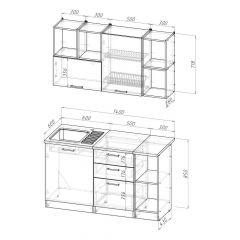 Кухонный гарнитур Ольга медиум 3 1400 мм в Заречном - zarechnyy.mebel24.online | фото 2