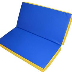 Мат гимнастический 1х1х0,08м складной цв. синий-желтый в Заречном - zarechnyy.mebel24.online | фото 1