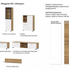 МИЛАН Гостиная (Дуб Золотой/Белый Матовый) модульная в Заречном - zarechnyy.mebel24.online | фото 2
