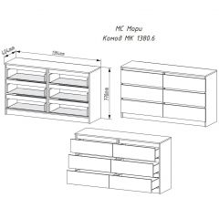 МОРИ МК 1380.6 Комод (графит) в Заречном - zarechnyy.mebel24.online | фото 3