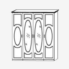 Прованс-2 Шкаф 4-х дверный с 2 зеркалами (Итальянский орех/Груша с платиной черной) в Заречном - zarechnyy.mebel24.online | фото