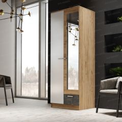 Шкаф Адель 800 с полками (дуб вотан/белый глянец) в Заречном - zarechnyy.mebel24.online | фото