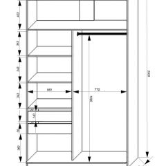 Шкаф-купе 1400 серии SOFT D1+D3+B2+PL1 (2 ящика+1штанга) профиль «Графит» в Заречном - zarechnyy.mebel24.online | фото 3