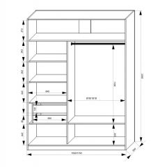Шкаф-купе 1500 серии NEW CLASSIC K2+K2+B2+PL2(2 ящика+1 штанга+1 полка) профиль «Капучино» в Заречном - zarechnyy.mebel24.online | фото 3