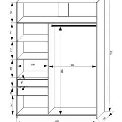 Шкаф-купе 1600 серии SOFT D1+D3+B2+PL1 (2 ящика+1штанга) профиль «Графит» в Заречном - zarechnyy.mebel24.online | фото 4