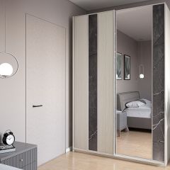 Шкаф-купе 1700 серии SILVER S4+S3Z+B2+PL1 (2 ящика+1 штанга) профиль «Серебро» в Заречном - zarechnyy.mebel24.online | фото