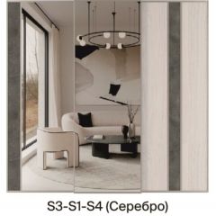 Шкаф-купе 1950 серии SILVER S3+S1+S3Z B22+PL2 (по 2 ящика лев/прав+1штанга+1 полка) профиль «Серебро» в Заречном - zarechnyy.mebel24.online | фото 9
