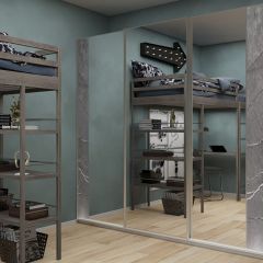 Шкаф-купе 1950 серии SILVER S3+S1+S3Z B22+PL2 (по 2 ящика лев/прав+1штанга+1 полка) профиль «Серебро» в Заречном - zarechnyy.mebel24.online | фото