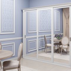 Шкаф-купе 2150 серии NEW CLASSIC K1+K1+K1+B22+PL4 (по 2 ящика лев/прав+F обр.штанга) профиль «Капучино» в Заречном - zarechnyy.mebel24.online | фото