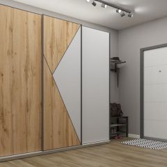 Шкаф-купе 2400 серии SOFT D2+D7+D3+B22+PL2 (по 2 ящика лев/прав+1штанга+1полка) профиль «Графит» в Заречном - zarechnyy.mebel24.online | фото