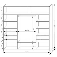 Шкаф-купе 2400 серии SOFT D2+D7+D3+B22+PL2 (по 2 ящика лев/прав+1штанга+1полка) профиль «Графит» в Заречном - zarechnyy.mebel24.online | фото 3