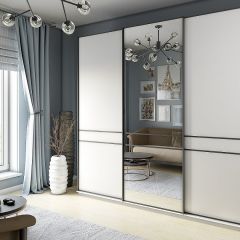 Шкаф-купе 2400 серии SOFT D5+D4+D5+B22+PL3 (по 2 ящика лев/прав+2штанги) профиль «Графит» в Заречном - zarechnyy.mebel24.online | фото