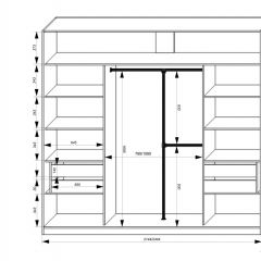 Шкаф-купе 2450 серии NEW CLASSIC K4+K4+K4+B22+PL4 (по 2 ящика лев/прав+F обр.штанга) профиль «Капучино» в Заречном - zarechnyy.mebel24.online | фото 3