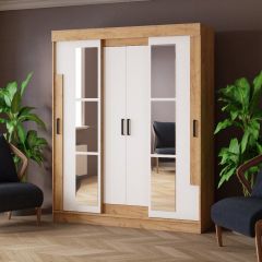 Шкаф-купе ТВИСТ Белый/Дуб крафт золотой в Заречном - zarechnyy.mebel24.online | фото