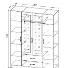 СОФИ СШК1600.1Шкаф 4-х ств с2мя зерк, 2 ящиками в Заречном - zarechnyy.mebel24.online | фото 2