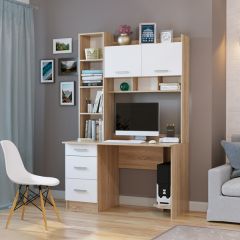Стол компьютерный ПКС-5 Дуб сонома/Белый глянец в Заречном - zarechnyy.mebel24.online | фото