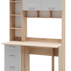 Стол компьютерный ПКС-5 Дуб сонома/Белый глянец в Заречном - zarechnyy.mebel24.online | фото 2