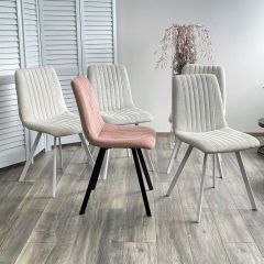 Стул ELVIS WZ2042-01 молочный фактурный велюр / белый каркас М-City в Заречном - zarechnyy.mebel24.online | фото 2