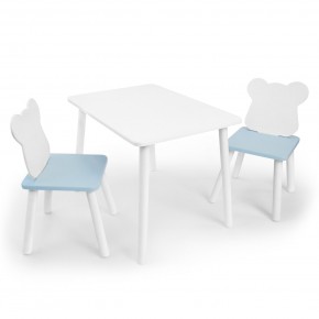 Детский комплект стол и два стула «Мишка» Rolti Baby (белый/голубой, массив березы/мдф) в Заречном - zarechnyy.mebel24.online | фото