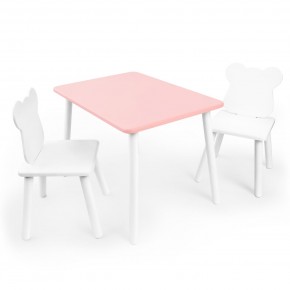 Детский комплект стол и два стула «Мишка» Rolti Baby (розовый/белый, массив березы/мдф) в Заречном - zarechnyy.mebel24.online | фото