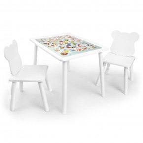 Детский комплект стол и два стула Мишка Rolti Baby с накладкой Алфавит (белая столешница/белое сиденье/белые ножки) в Заречном - zarechnyy.mebel24.online | фото