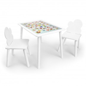 Детский комплект стол и два стула Облачко Rolti Baby с накладкой Алфавит (белая столешница/белое сиденье/белые ножки) в Заречном - zarechnyy.mebel24.online | фото