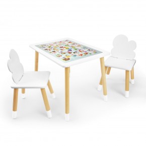Детский комплект стол и два стула Облачко Rolti Baby с накладкой Алфавит (белая столешница/белое сиденье/береза ножки) в Заречном - zarechnyy.mebel24.online | фото