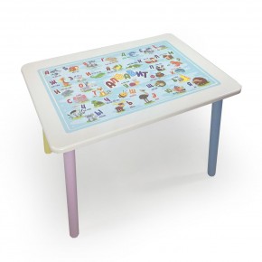 Детский стол с накладкой Алфавит (Белый/Цветной) в Заречном - zarechnyy.mebel24.online | фото 2