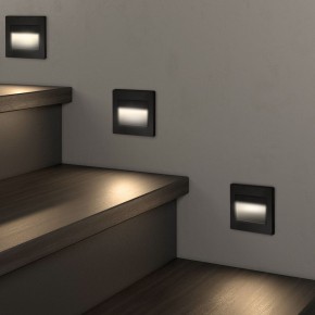 DK3050-BK Светильник встраиваемый в стену, IP 20, LED 3000, 1 Вт, черный пластик в Заречном - zarechnyy.mebel24.online | фото 3