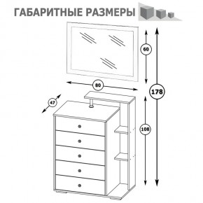 Камелия Комод + Зеркало, цвет белый, ШхГхВ 80х46,8х178 см., НЕ универсальная сборка в Заречном - zarechnyy.mebel24.online | фото 6