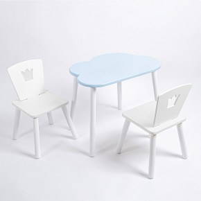 Комплект детский стол ОБЛАЧКО и два стула КОРОНА ROLTI Baby (голубая столешница/белое сиденье/белые ножки) в Заречном - zarechnyy.mebel24.online | фото
