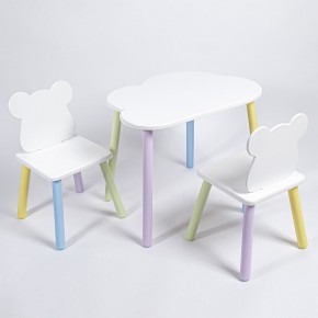 Комплект детский стол ОБЛАЧКО и два стула МИШКА ROLTI Baby (белая столешница/белое сиденье/цветные ножки) в Заречном - zarechnyy.mebel24.online | фото