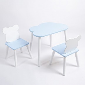 Комплект детский стол ОБЛАЧКО и два стула МИШКА ROLTI Baby (голубая столешница/голубое сиденье/белые ножки) в Заречном - zarechnyy.mebel24.online | фото
