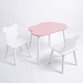 Комплект детский стол ОБЛАЧКО и два стула МИШКА ROLTI Baby (розовый столешница/белое сиденье/белые ножки) в Заречном - zarechnyy.mebel24.online | фото
