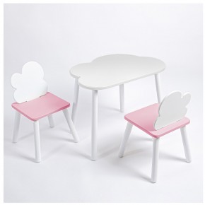 Комплект детский стол ОБЛАЧКО и два стула ОБЛАЧКО ROLTI Baby (белая столешница/розовый сиденье/белые ножки) в Заречном - zarechnyy.mebel24.online | фото