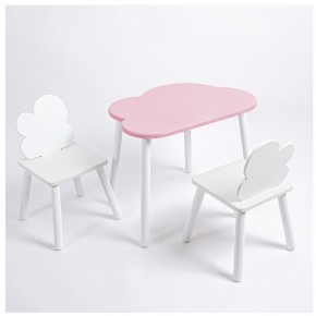 Комплект детский стол ОБЛАЧКО и два стула ОБЛАЧКО ROLTI Baby (розовая столешница/белое сиденье/белые ножки) в Заречном - zarechnyy.mebel24.online | фото