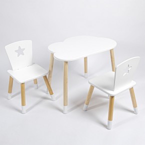 Комплект детский стол ОБЛАЧКО и два стула ЗВЕЗДА ROLTI Baby (белая столешница/белое сиденье/береза ножки) в Заречном - zarechnyy.mebel24.online | фото