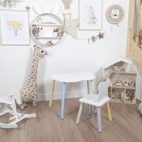 Комплект детский стол ОБЛАЧКО и стул МИШКА ROLTI Baby (белая столешница/белое сиденье/цветные ножки) в Заречном - zarechnyy.mebel24.online | фото 1
