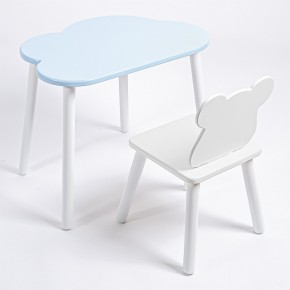 Комплект детский стол ОБЛАЧКО и стул МИШКА ROLTI Baby (голубая столешница/белое сиденье/белые ножки) в Заречном - zarechnyy.mebel24.online | фото